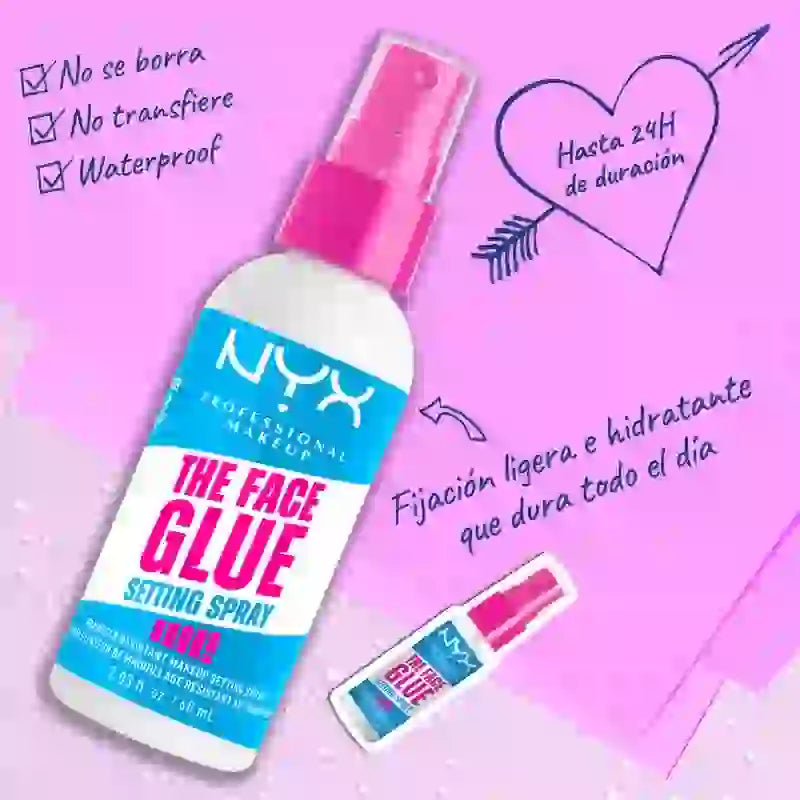 Nyx Face Glue Setting Spray, Spray Fixant Résistant Longue Durée, 60 ml