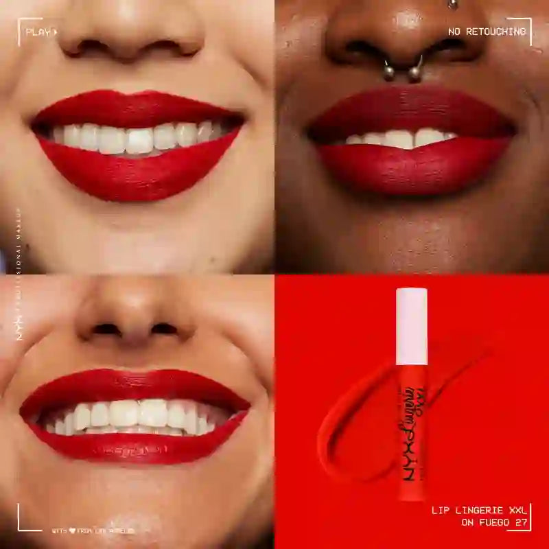 Nyx Lipstick Lip Lingerie Xxl Fuego Long Lasting, Matte, Shade On Fuego 27 , 4 ml