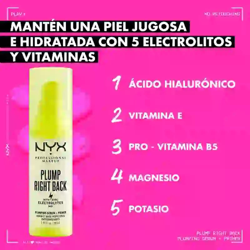 Nyx Plump Right Back Primer & Serum. Acide hyaluronique. Vitamines multiples, 30 ml