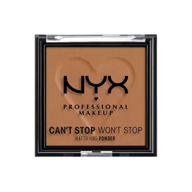 Nyx Professional Poudre matifiante Can'T Stop Won'T Stop. Atténue la brillance, les imperfections et les pores. Teinte 08 Moka. 6 gr