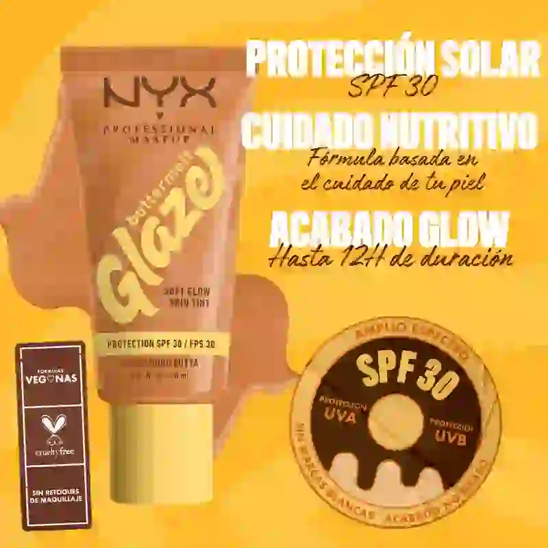 Nyx Skin Tint Buttermelt Glaze Soft Glow + Protection Spf/Fps 30 , 30 ml