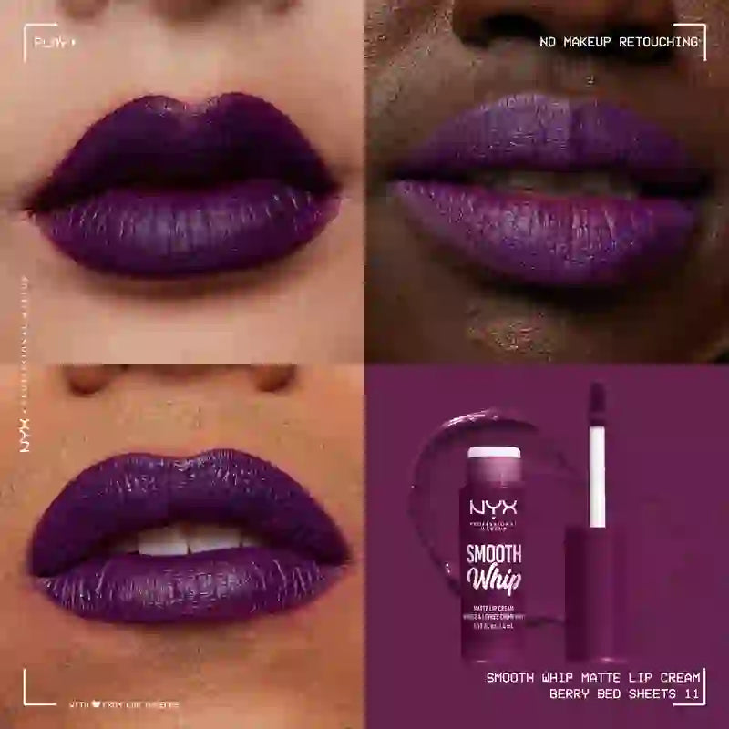 Nyx Smooth Whip Matte Lip Cream, rouge à lèvres liquide crémeux, mat, teinte Berry Bed Sheets , 4 ml