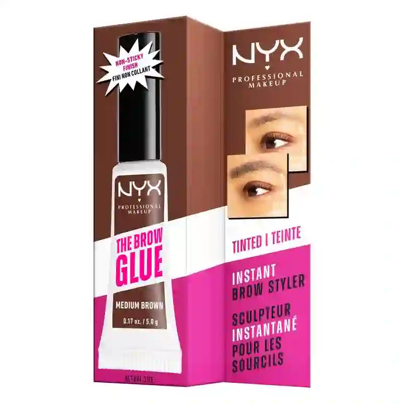 Nyx The Brow Glue, gel à sourcils longue durée, teinte 02 brun moyen, 5 gr
