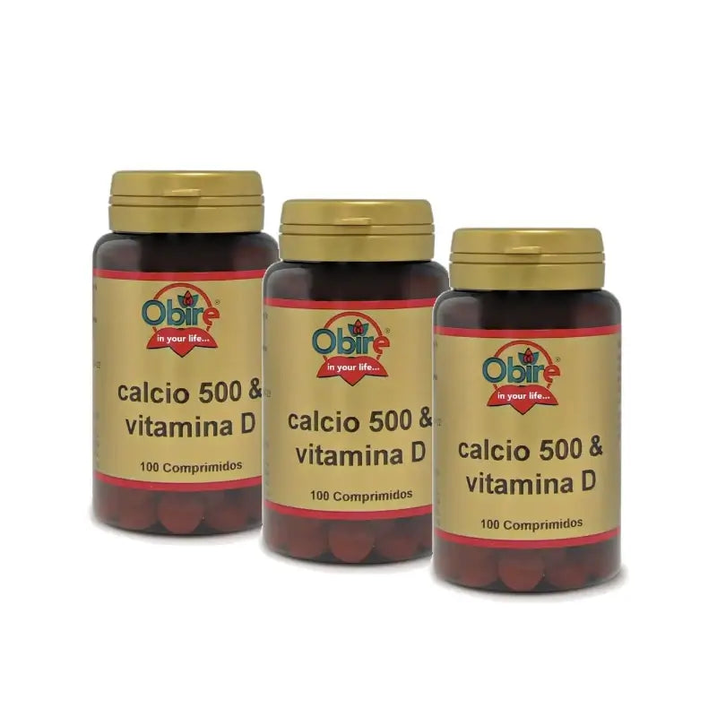 Obire Calcium 500 + Vitamine D, lot de 3 x 100 comprimés