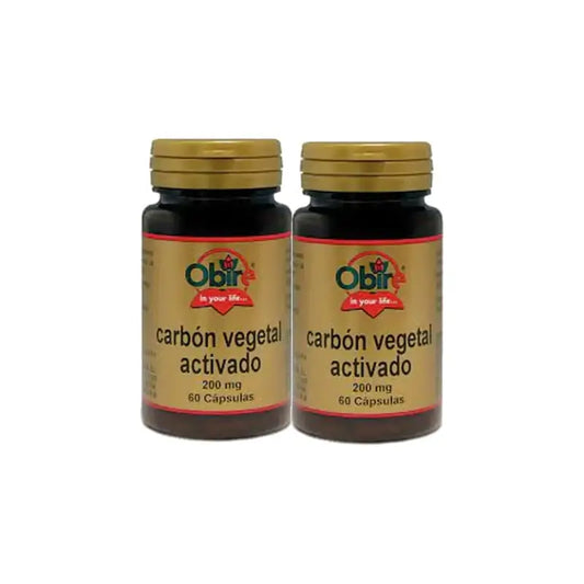 Obire Charbon végétal activé 200 mg, lot de 2 x 60 gélules