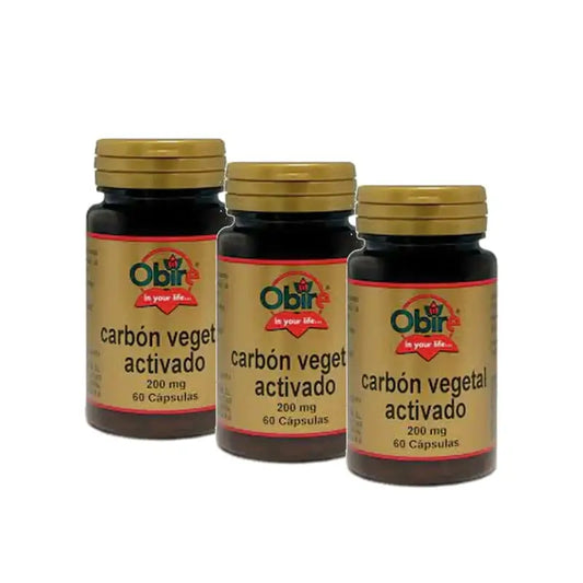 Obire Charbon végétal activé 200 mg, lot de 3 x 60 gélules