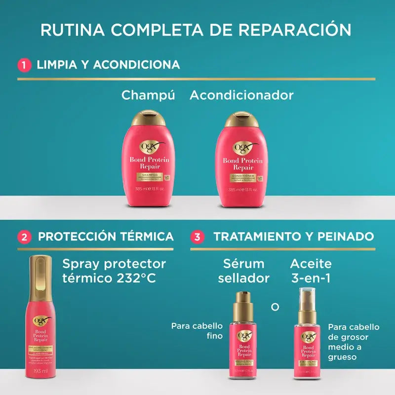 Ogx Bond Repair Leave-In Conditioner, spray de protection thermique, réparation des cheveux, 193 Ml