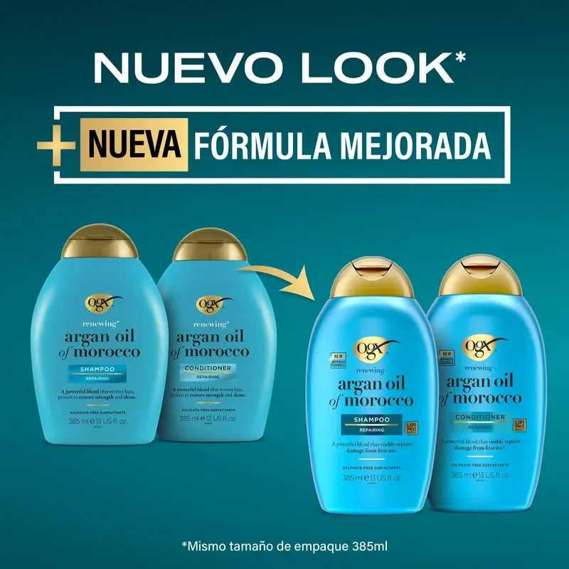 OGX Shampooing à l'huile d'argan marocaine, cheveux secs et abîmés, 385 ml