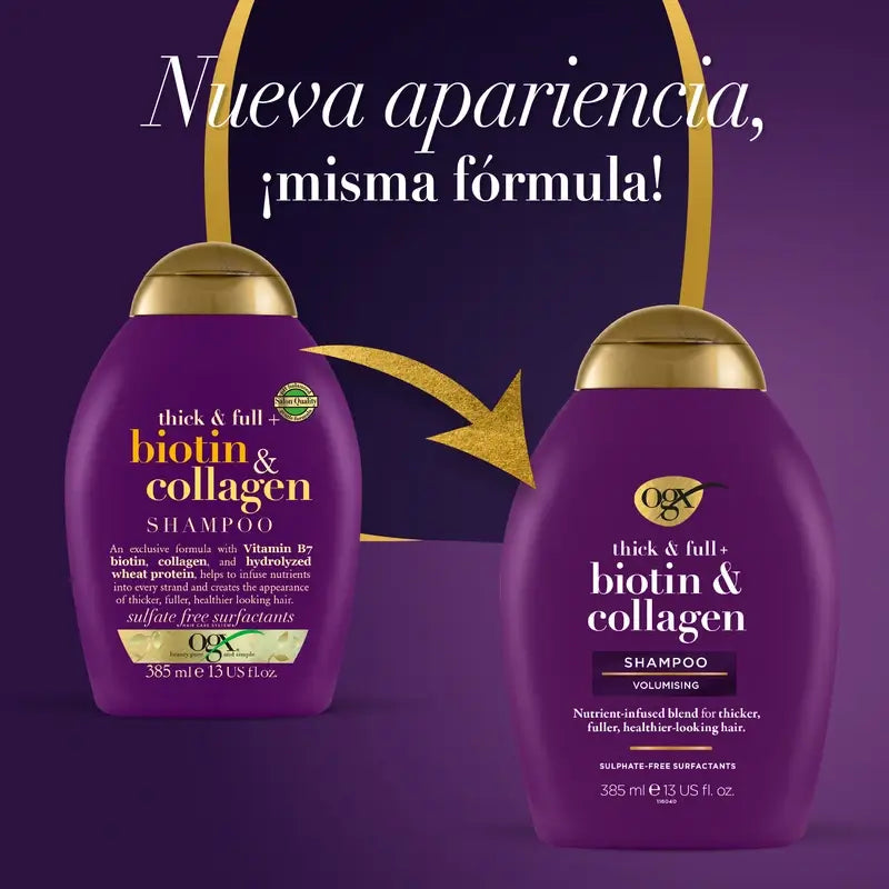 OGX Shampooing à la biotine et au collagène, cheveux fins, 385 ml