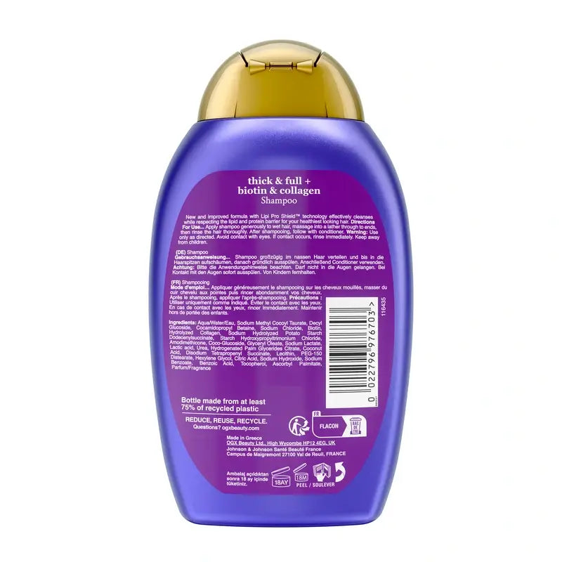 OGX Shampooing à la biotine et au collagène, cheveux fins, 385 ml