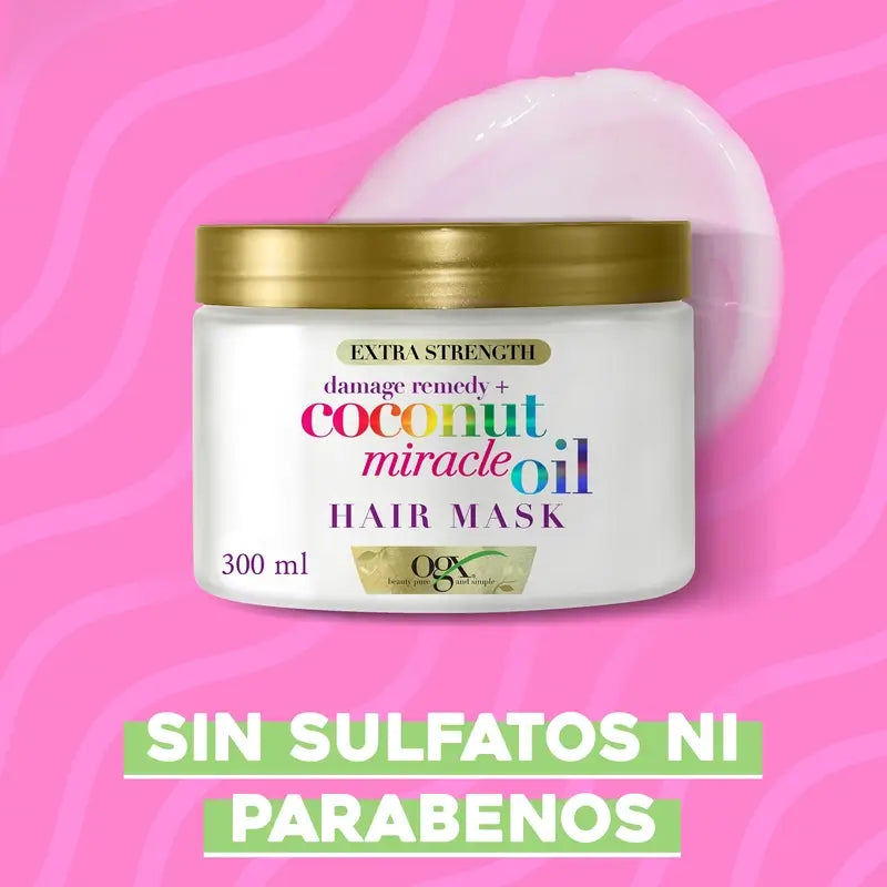 OGX Miracle Coconut Oil Hair Mask, répare et ravive les cheveux abîmés et fragiles, 168g