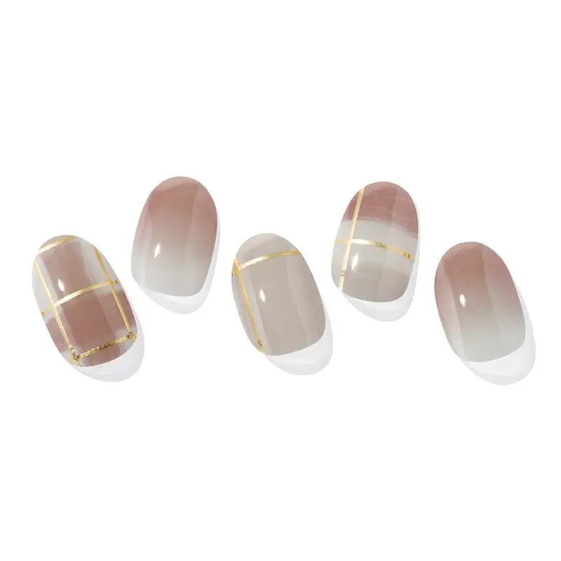 Ohora Gel Nails - Browny Check, 30 pièces