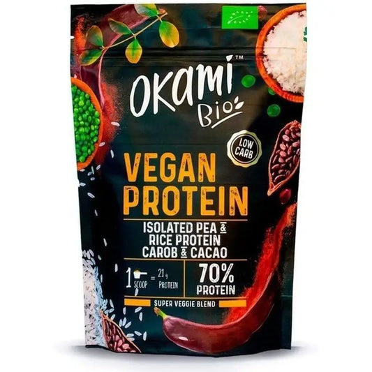 Okami Bio Pea Protein-Rice-Cocoa-Algarr 500Gr. Bio