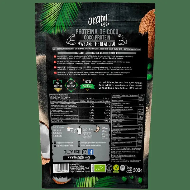 Okami Bio Pea & Coconut Protein 500Gr. Bio Sg Vegan