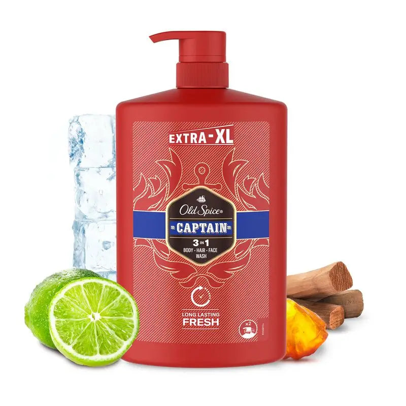 Old Spice Shampooing et Gel Douche Captain 1000Ml