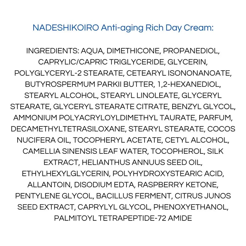 Onshindo Osaka Nadeshikoiro Crème de jour anti-âge pour peaux sèches, 50 ml