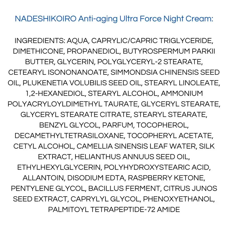 Onshindo Osaka Nadeshikoiro Crème de nuit anti-âge pour peaux sèches, 50 ml