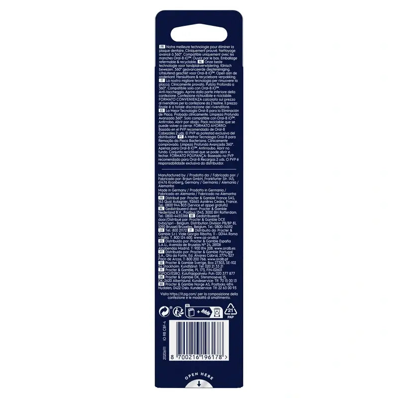 Tête de brosse de remplacement Oral B iO Ultimate Clean Black, 4 pièces