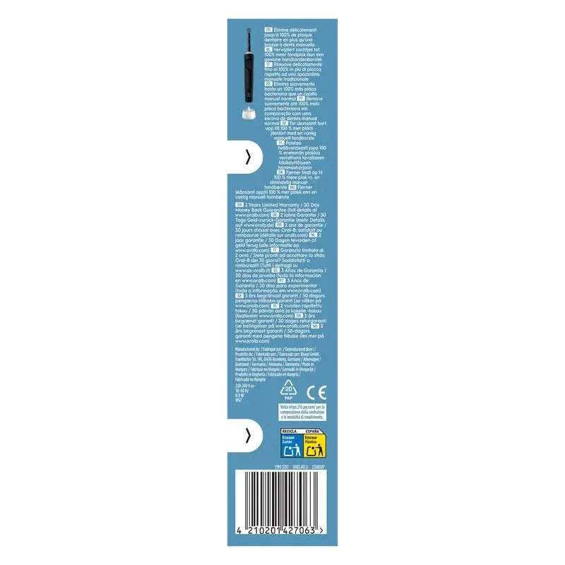 Oral-B Braun Vitality Pro Brosse à dents électrique noire, 1 pièce