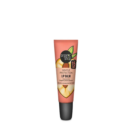 Organic Shop Baume à Lèvres Os Protection Douce Spf 15. Vitamine E & Extrait de Pêche, 10 Ml