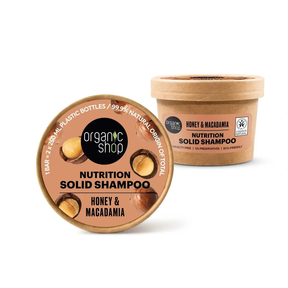 Organic Shop Nourishing Honey & Macadamia Solid Shampoo, 60 G