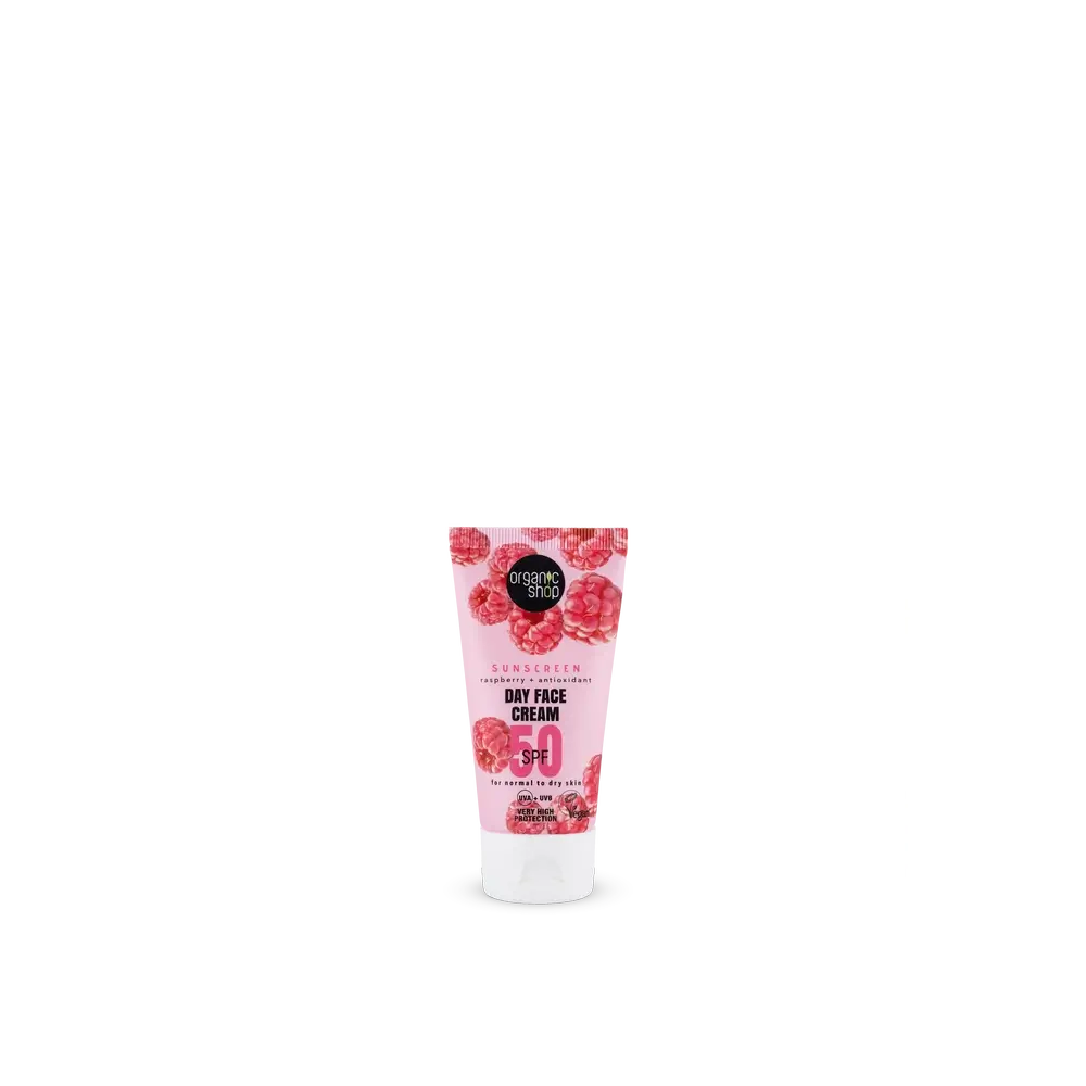 Organic Shop Framboise + Antioxydant Crème de Jour Solaire Visage Spf50, 50 Ml