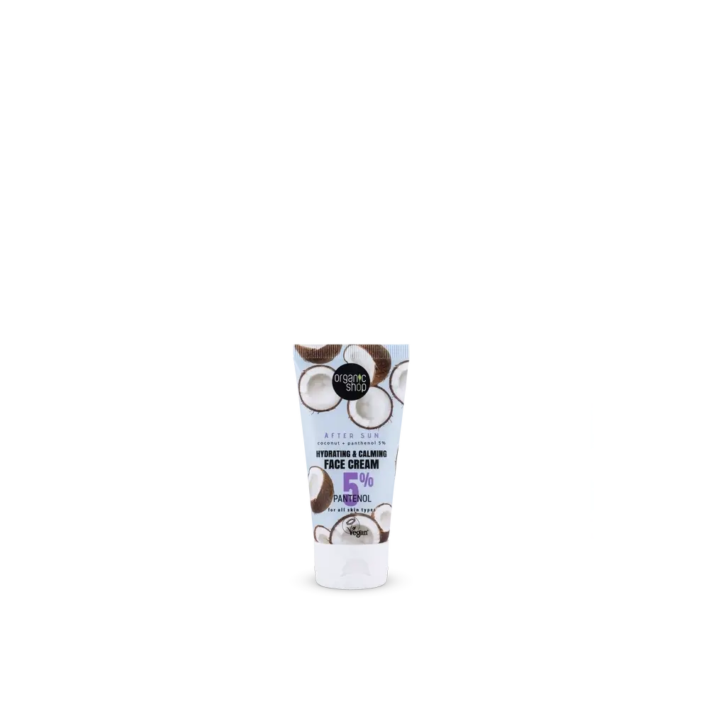 Organic Shop Crème hydratante et apaisante pour le visage Coconut Aftersun + Panthenol 5?%, 50 Ml