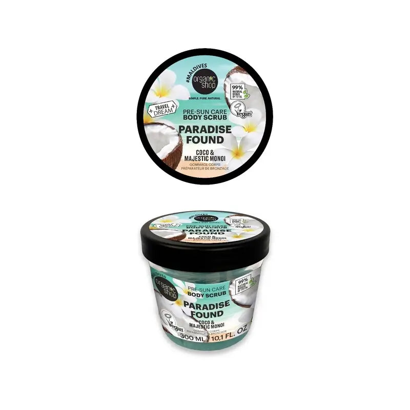 Organic Shop, gommage corporel pré-soleil à la noix de coco et au monoï, 300 ml