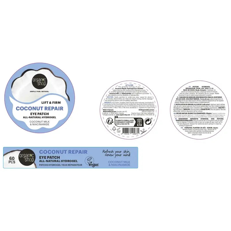 Organic Shop Fac Firming Hydrogel Eye Contour Patches "Coconut Repair", 60 pcs.