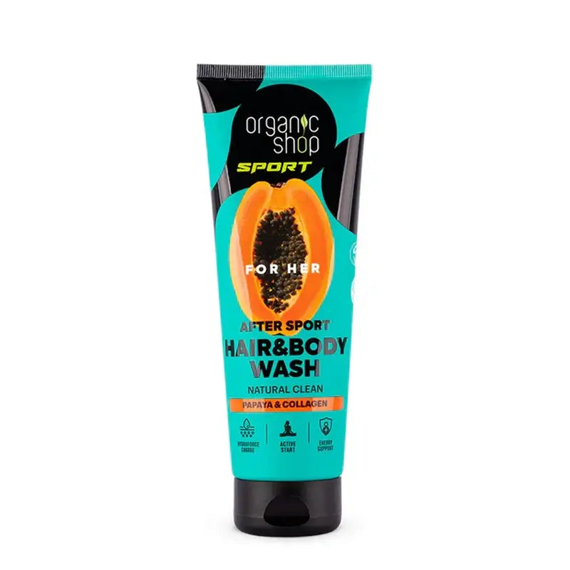Organic Shop Gel douche et shampoing après sport pour elle, 200 ml