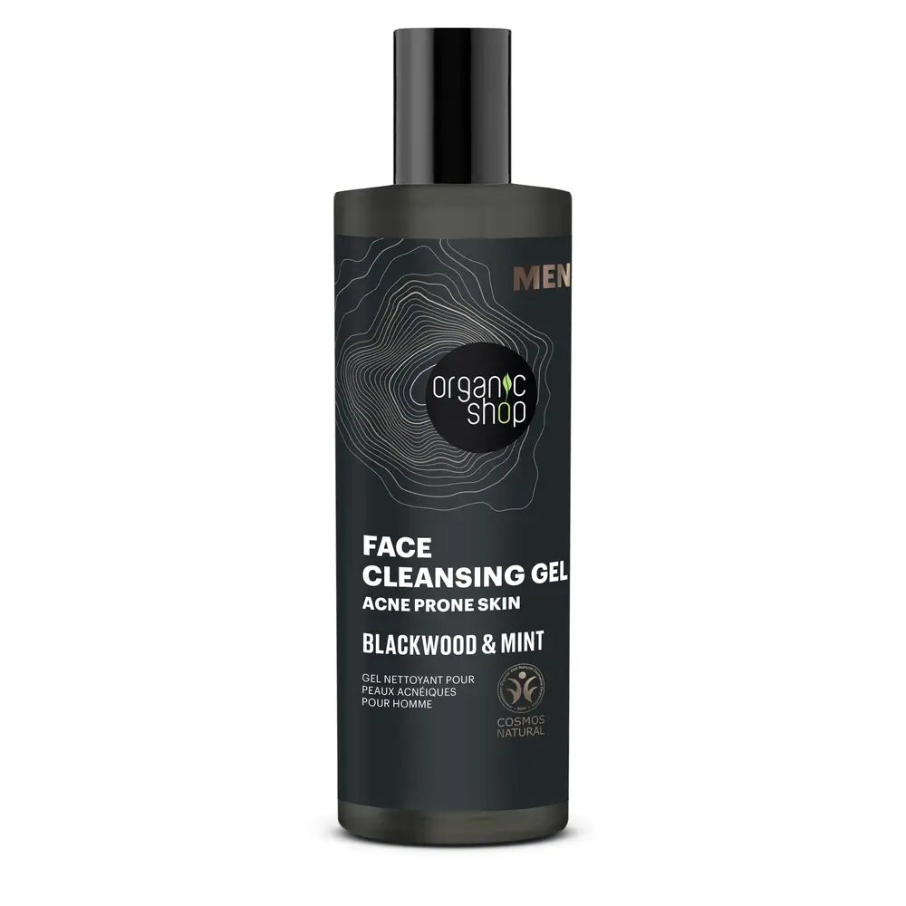 Organic Shop Organic Shop Gel nettoyant à l'écorce de chêne et à la menthe poivrée pour les peaux acnéiques, 200 ml