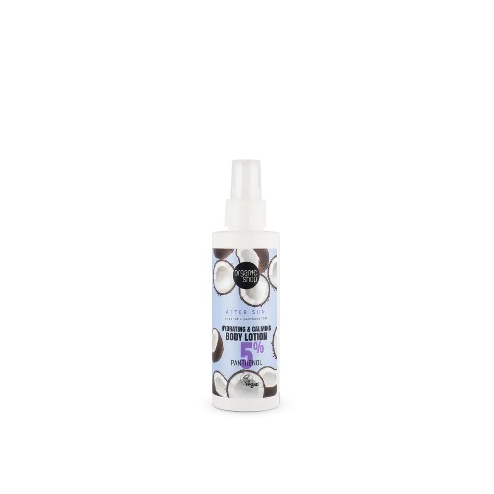 Organic Shop Lait corporel hydratant et apaisant Aftersun Coconut + Panthenol 5%, 150 Ml