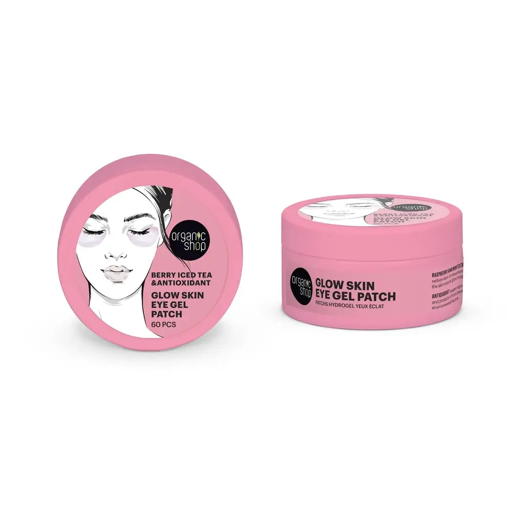 Organic Shop Glow Skin Thé glacé aux baies antioxydant Patchs de gel pour les yeux au thé glacé aux baies, 60 pièces