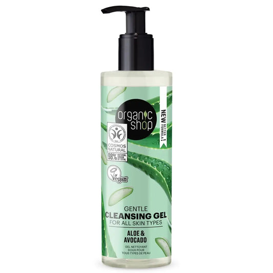 Organic Shop Gel nettoyant doux pour tous les types de peau Avocat et aloès Organic Shop, 200 ml