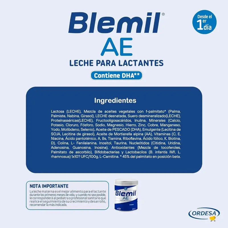 Pack 12 X Blemil Plus 1 AE, 800 grammes