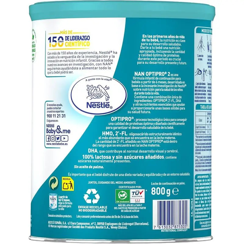 Lait maternisé Nestlé Nan Optipro 2, 12X800g
