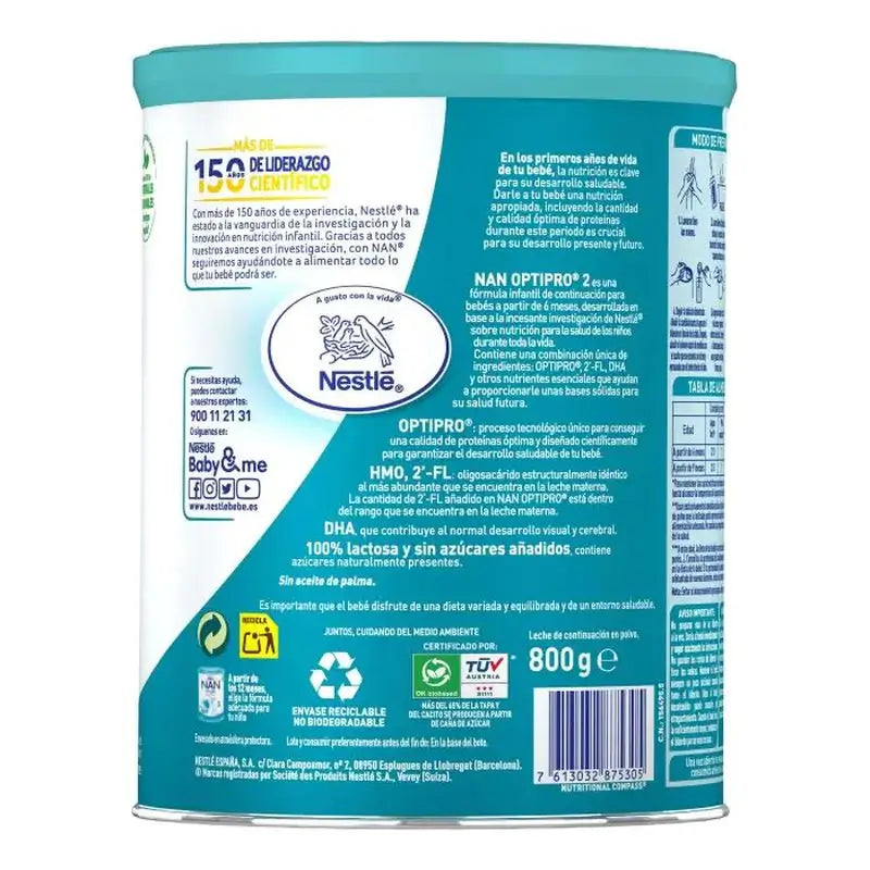 Nestlé Nan Optipro 2 lait maternisé, 2X800g
