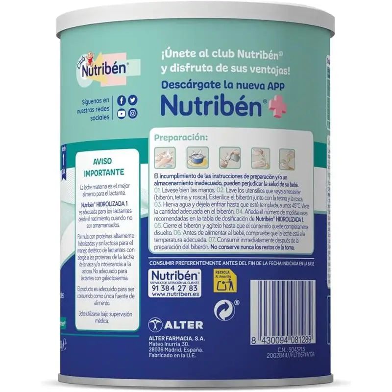 Nutribén Hydrolysed 1 Milk Starter, 2 X 400 g