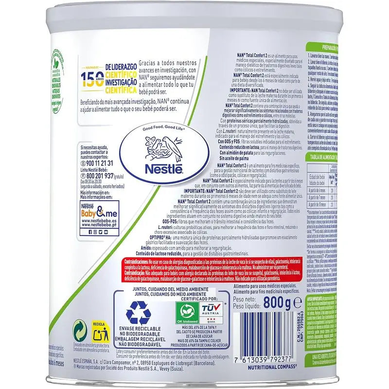 Lait infantile Nestlé Nan Total Comfort 2, paquet de 4 x 800 g