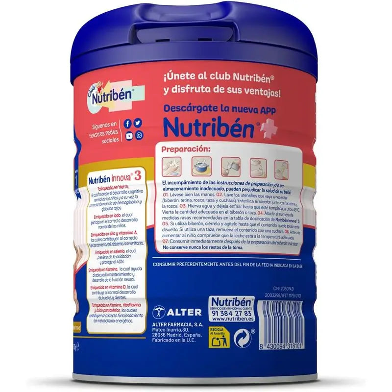 Nutribén Innova 3 Lait de croissance, 4 X 800 grammes