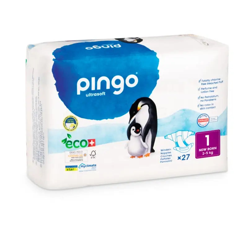 Pingo New Born Ecological Nappy Size 1, Pack 4 X 27 Pcs.
