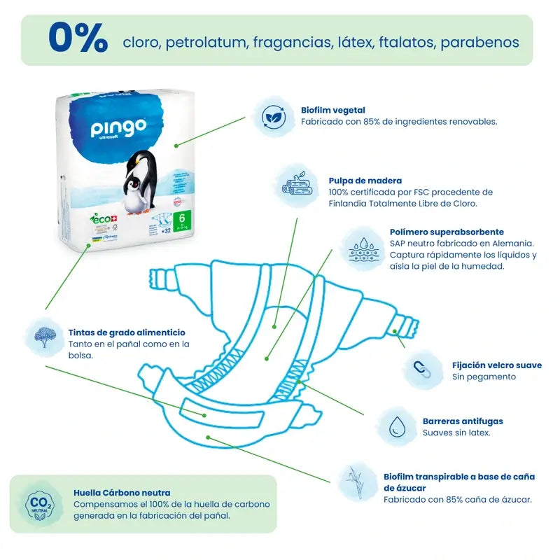 Pingo Ecological Nappy Size 6 Xl, Pack 4 X 32 Pcs.