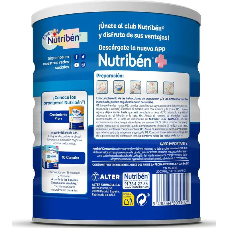 Nutribén Pro-Alfa 2 Milk Continuation, 6 X 800 g