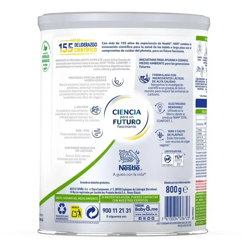 Lait infantile Nestlé Nan Total Comfort 1, paquet de 8 x 800 g