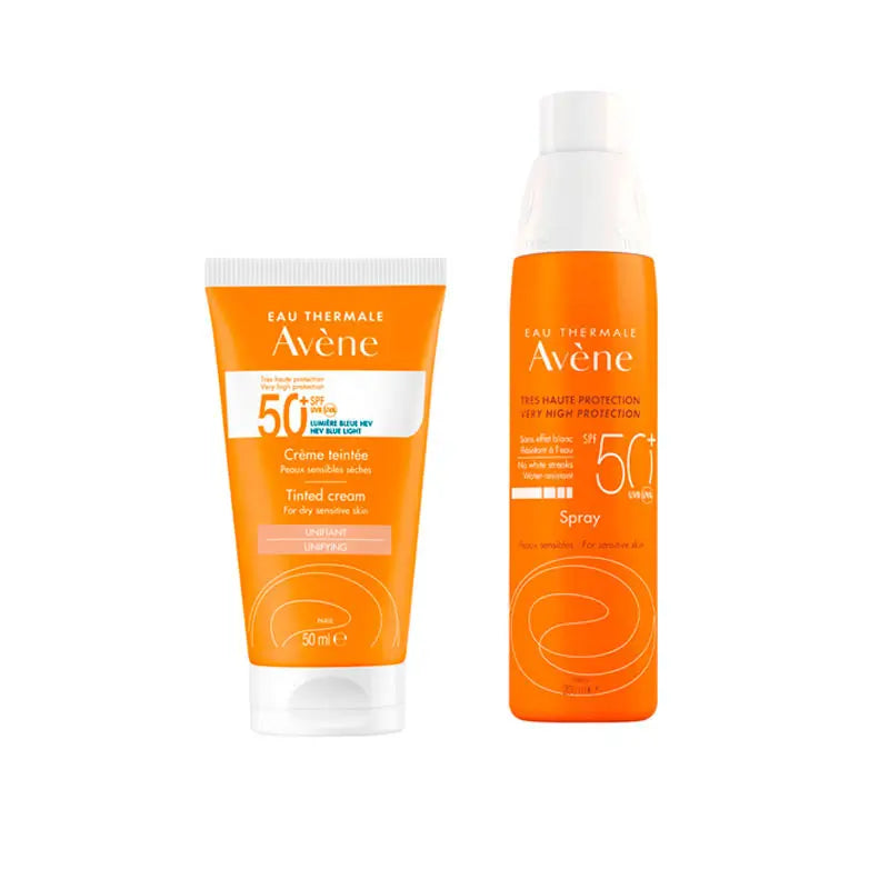 Pack Avene Sunscreen Sensitive Skin SPF50+ Colour 50 ml + Avene Sun Spray Sensitive Skin SPF50+200ML