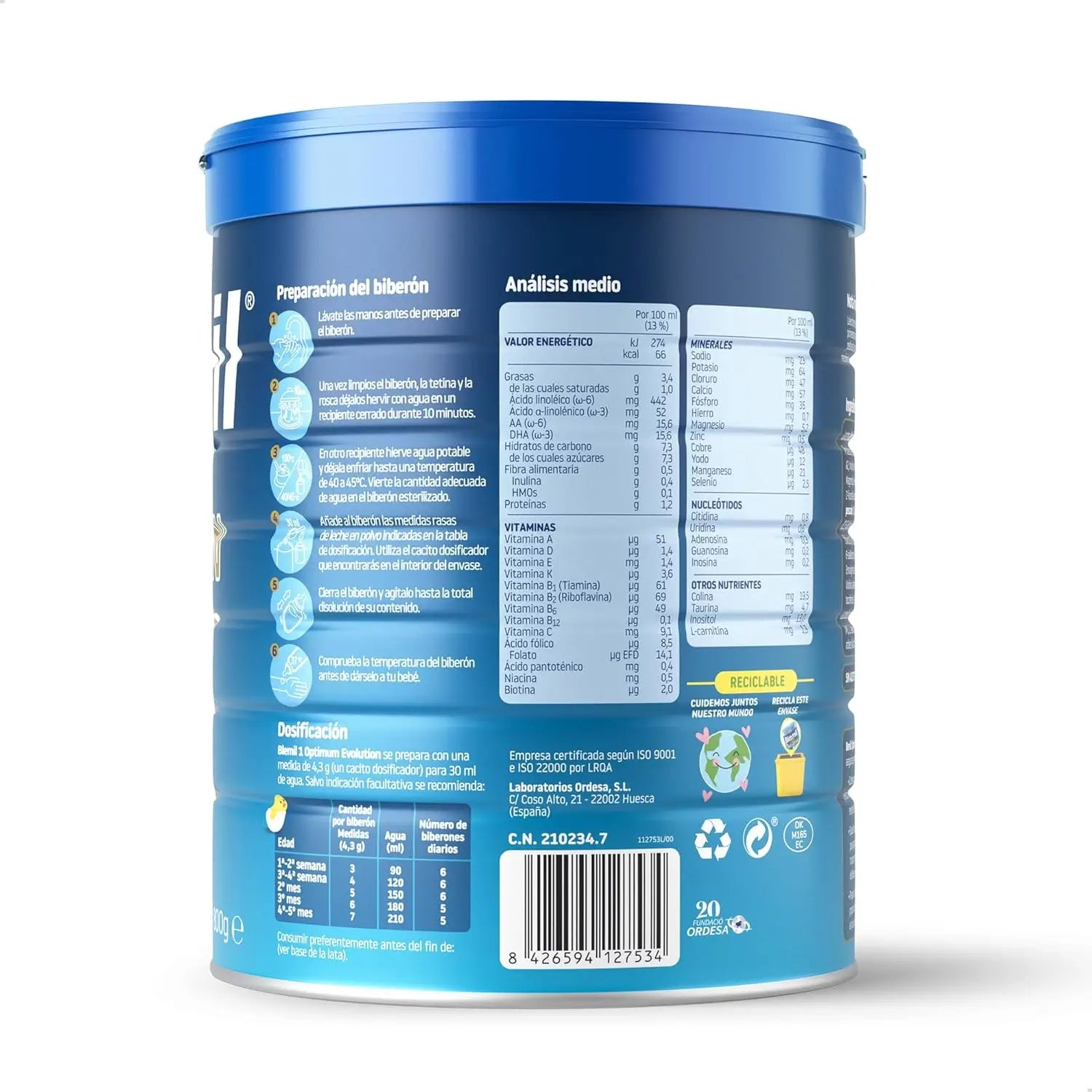 Blemil Optimum Evolution 1 Lait de démarrage, 6X800g