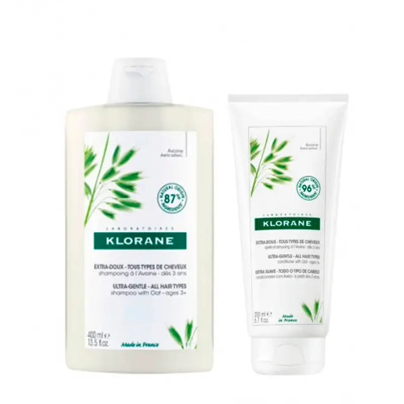 Klorane Oat Milk Shampoo Pack, 400 ml + Klorane Oat Milk Conditioner, 200 ml