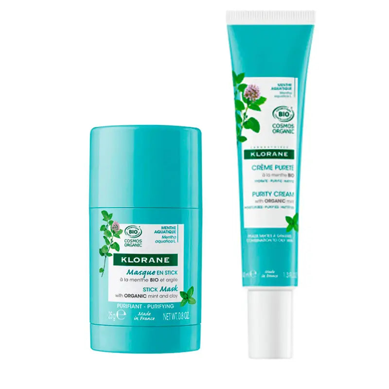 Klorane Pack Organic Peppermint Stick Mask, 25 g + Klorane Organic Peppermint Purifying Cream, 40 ml