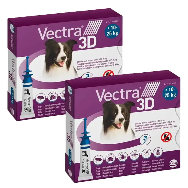 Vectra 3D Dog 10-25 kg, Pack 2 x 3 Pipettes