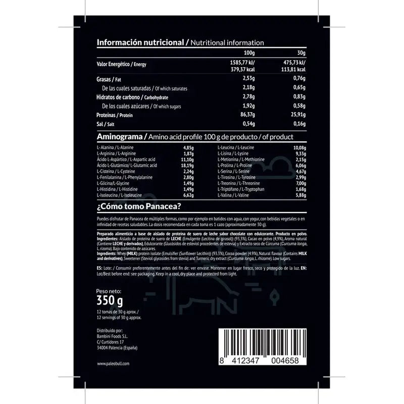 Paleobull Panacea Isolat Protéique Chocolat 750Gr.
